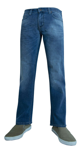 Flypaper Mens Straight Stretch Jeans Med Wash