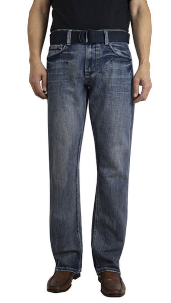 Flypaper Mens Straight Leg Regular FIT Fashion Jeans with Belt Light Blue