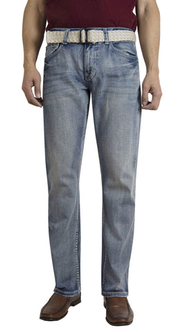 Flypaper Mens Fashion Jeans Straight Leg Regular Fit Light Blue with Belt - Flypaper Mens and Boys Jeans