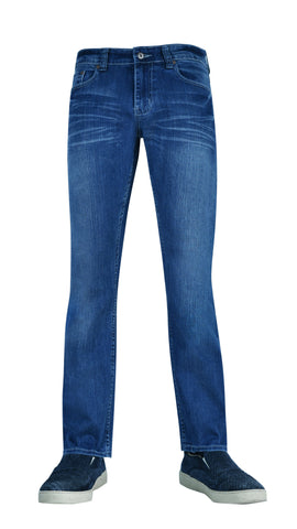 Flypaper Mens Stretch Jeans Straight Leg Regular Fit Medium Sea Blue Wash - Flypaper Mens and Boys Jeans