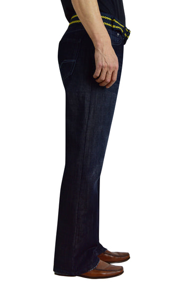 Flypaper Men's Belted Dark Wash Jeans Bootcut Regular Fit