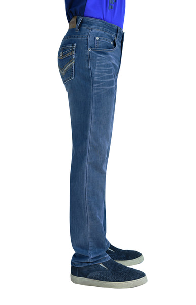 Flypaper Boy's Straight Stretch Jeans Regular Fit Medium Wash Fault Flap