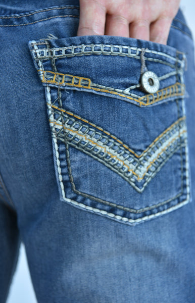 Flypaper Boy's Straight Stretch Jeans Regular Fit Medium Wash Fault Flap