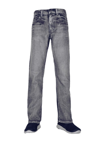 Flypaper Mens Stretch Jeans Straight Leg Regular Fit Medium Sea Blue Wash |  FLY PAPER JEANS