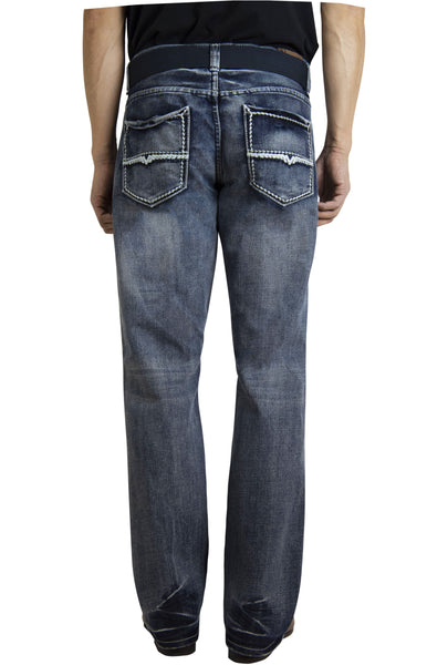 Flypaper Mens Straight Leg Regular FIT Fashion Jeans with Belt Light Blue