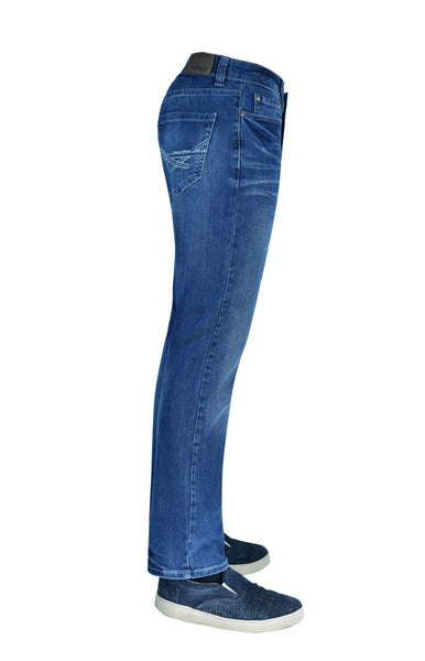 Flypaper Mens Stretch Jeans Straight Leg Regular Fit Medium Sea Blue Wash
