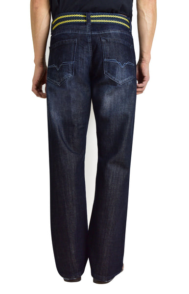Flypaper Men's Belted Dark Wash Jeans Bootcut Regular Fit
